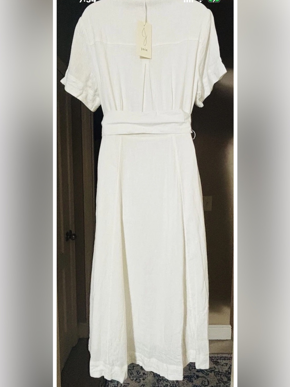 Joie Shirt Dress Linen Blend Button Front Belted Midi Neutral Minimalist - Picture 4 of 14